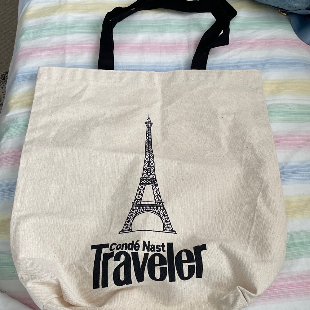 Conde Nast Traveler Eiffel Tower Canvas Tote Bag Carryall Travel Bag